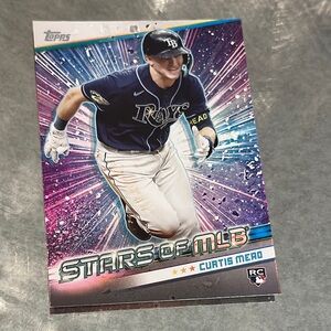Topps Stars of MLB Curtis Mead Card with Pink and Blue Burst